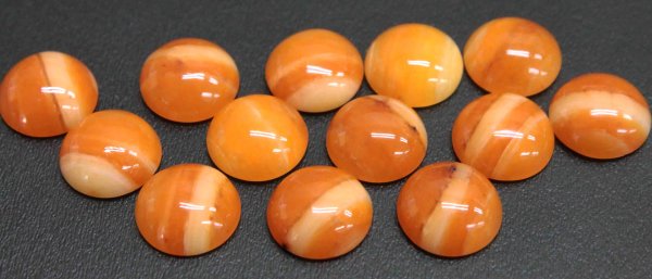 画像4: 【日本銘石】ルース 北海道産蛍光オレンジオパール ラインあり カボション 約1cm 品番: 10864 (4)