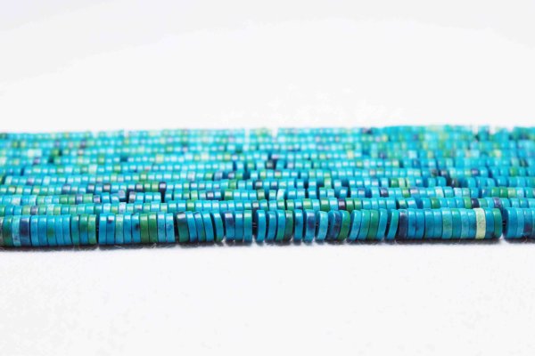 画像2: 連 アゲート ソロバン ボタン ブルー×グリーン 4×1mm  品番: 11131 (2)