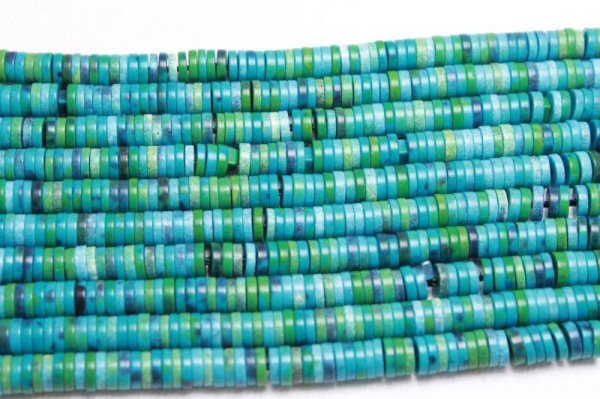 画像3: 連 アゲート ソロバン ボタン ブルー×グリーン 4×1mm  品番: 11131 (3)
