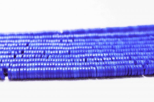 画像2: 連 アゲート ソロバン ボタン ブルー 4×1mm  品番: 11133 (2)