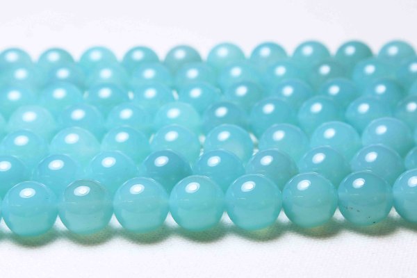 画像2: 連 シーブルーカルセドニーAAAランク  丸 12mm    品番: 11173 (2)