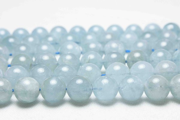 画像2: 連 ブラジル産 スターアクアマリン 丸 10mm  品番: 11193 (2)