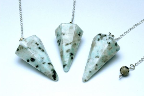 画像2: 【現品限り】ペンデュラム　天山ブルー　ジャスパー　カット　振り子　ダウジング　　品番： 11263 (2)