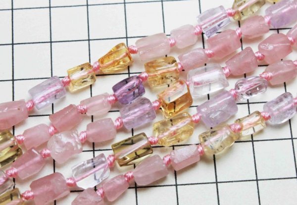 画像4: 連  変形 ミックスクォーツ ラフ 四角 不定形 約6から8mm  品番: 11735 (4)