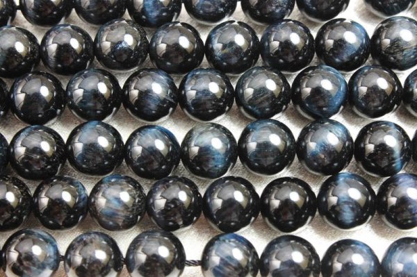 画像3: 連　ブルータイガーアイ　 丸　10mm（有色ワックス）　　　　品番： 5985 (3)