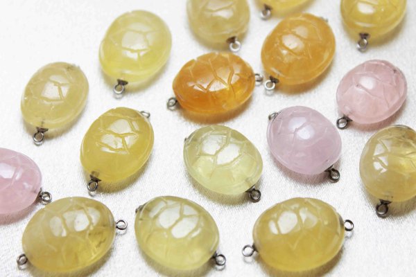 画像2: コネクトパーツ モルガナイトorヘリオドール 亀 カメ 甲羅 素材 パーツ 品番: 11904 (2)