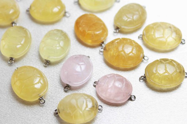 画像3: コネクトパーツ モルガナイトorヘリオドール 亀 カメ 甲羅 素材 パーツ 品番: 11904 (3)