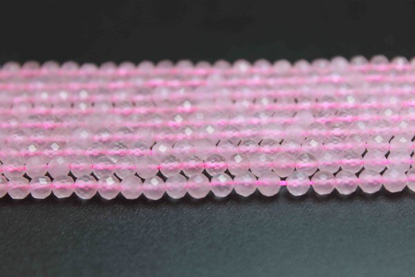 画像2: 【割引対象追加商品】【売切50%OFF（表示価格が割引後の金額）】連　ローズクォーツ　カット　 3mm　品番： 10239 (2)