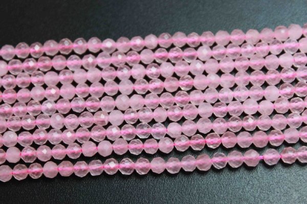 画像3: 連 ローズクォーツ カット  4mm  品番: 9630 (3)