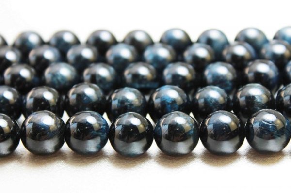 画像2: 連　ブルータイガーアイ　 丸　12mm（有色ワックス）　　　　品番： 9798 (2)