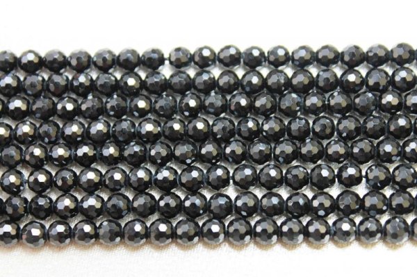 画像3: 連 ブラックスピネル ミラーカット 5mm  品番: 10616 (3)