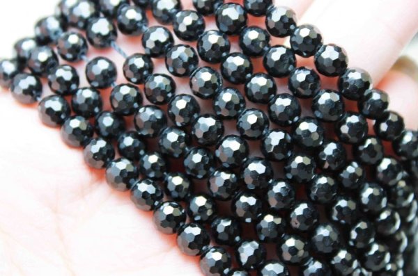 画像4: 連 ブラックスピネル ミラーカット 5mm  品番: 10616 (4)