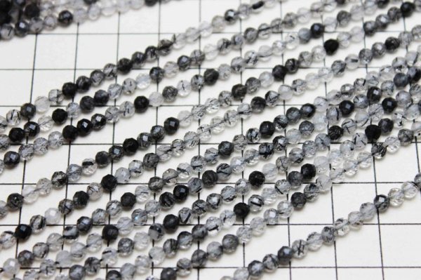 画像5: 連 ブラックルチル トルマリンインクォーツ カット 4mm 品番: 5959 (5)