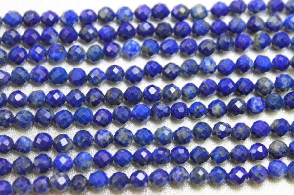 画像3: 連 ラピスラズリ カット 4mm  ※ポイント対象外 品番: 10977 (3)