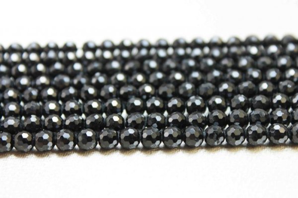 画像2: 連 ブラックスピネル ミラーカット 5mm  品番: 10616 (2)