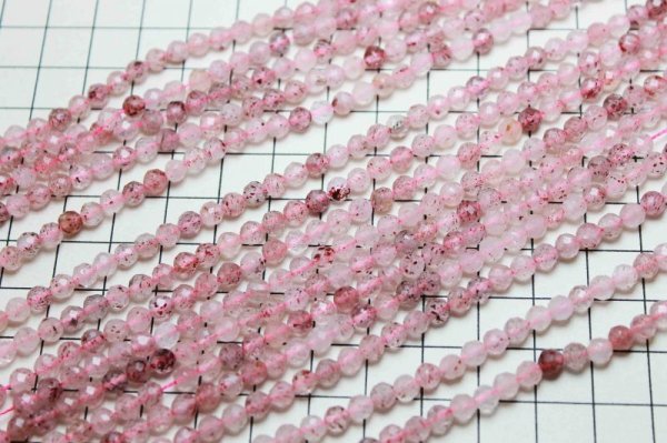 画像5: 連 ストロベリークォーツ ピンクマンガンエピドート カット 4.5mm 品番: 4293 (5)