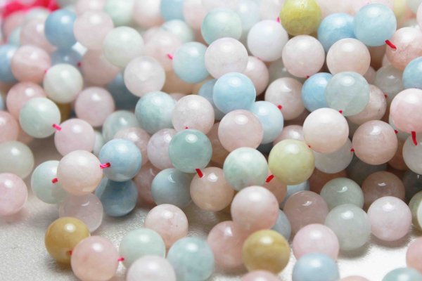 画像4: 【お求めやすくなりました!】連  ミックスベリル  丸  8mm  品番: 3753 (4)