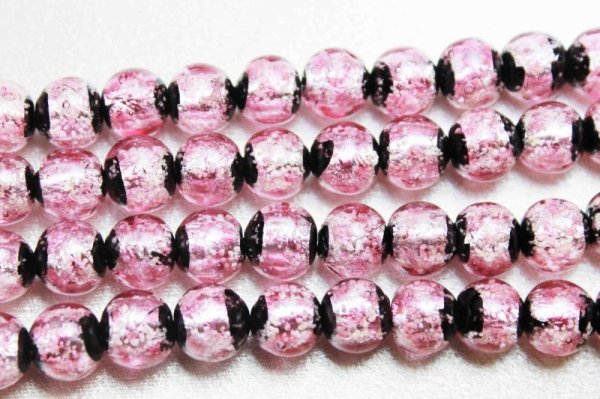 画像3: 連 とんぼ玉 ホタルガラス 蓄光有ver ピンク 丸 8mm 品番: 10106 (3)