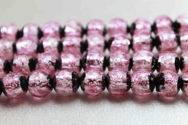 画像2: 連 とんぼ玉 ホタルガラス 蓄光有ver ピンク 丸 8mm 品番: 10106 (2)