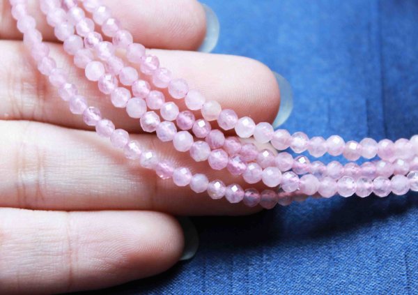 画像3: ネックレス ディープローズクォーツ カット 約3mm 40cm~45cm 品番: 10634 (3)