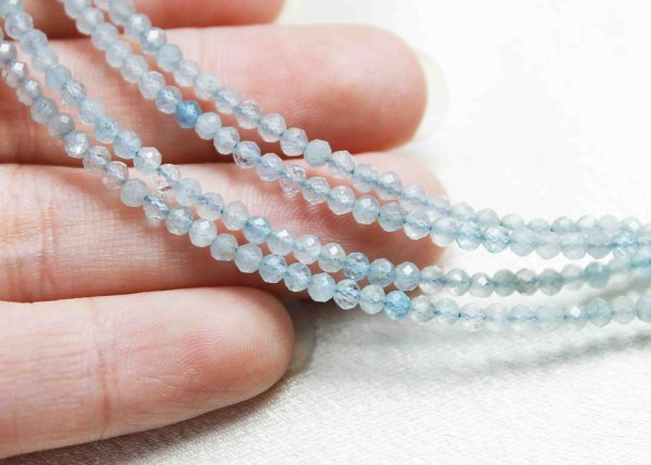 画像3: ネックレス アクアマリン カット 約2mm 40cm~45cm 品番: 10527 (3)