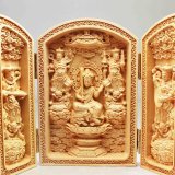 置物 柘植の木 彫り 九龍壁 台座付き 品番： 1017810178｜置物