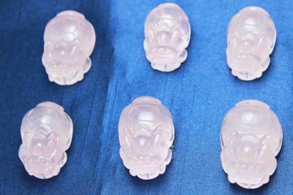 画像3: 置物 龍亀 ロングイ ローズクォーツ 約26〜35mm 品番: 11535 (3)