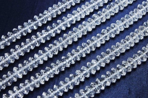 画像4: 【鑑別済み】 連 水晶 クリスタル ソロバンカット 8mm×4mm 品番: 10342 (4)