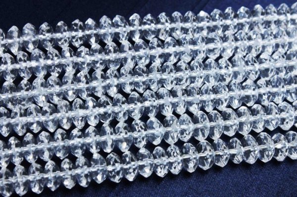 画像3: 【鑑別済み】 連 水晶 クリスタル ソロバンカット 8mm×4mm 品番: 10342 (3)