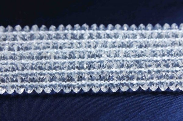 画像2: 【鑑別済み】 連 水晶 クリスタル ソロバンカット 8mm×4mm 品番: 10342 (2)