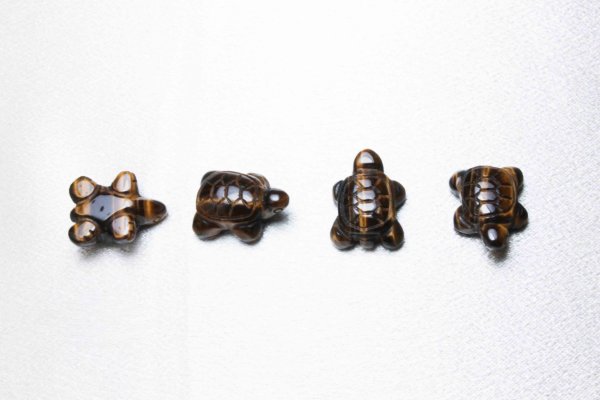 画像2: カメ 置物 タイガーアイ ミニサイズ 亀 かめ 15×20mm   品番: 10903 (2)