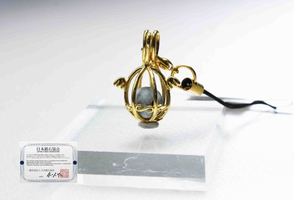 画像2: 【日本銘石】ストラップ ふくいブルー〈福井県〉 ころころストラップ ゴールド 品番: 8298 (2)