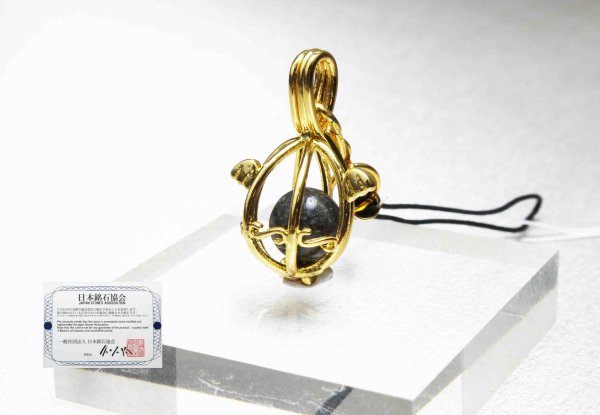 画像2: 【日本銘石】ストラップ 大和光石 〈宮崎県産〉 ころころストラップ ゴールド 品番: 10353 (2)