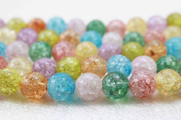 画像2: 連　クラック水晶染め　（マルチ）　 丸　 8mm　　　　品番： 4010 (2)