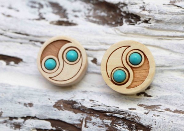 画像2: 【一粒売り】　ウッドビーズ　八掛　柘植　box wood フェイクターコイズ　約14mm　　※ポイント対象外　品番： 10876 (2)