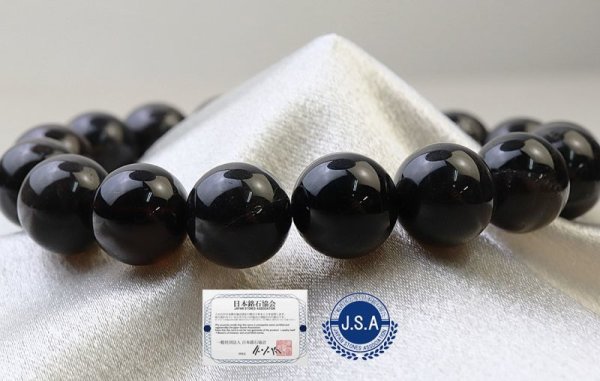 画像4: 【日本銘石】ブレス 山梨黒平黒水晶 〈山梨県〉 Aランク 丸 約12mm 草入り 浄化 魔除け 邪気払い 天然石 品番:10555 (4)
