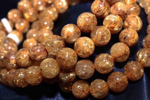 画像4: ブレスレット　高品質　ブラジル産　タイチンルチルクォーツ　7.5mm　　品番： 12160 (4)