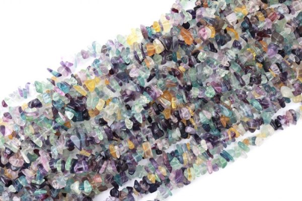 画像2: 【80cm連】連  変形 さざれ チップ マルチカラー フローライト 不定形 小粒  品番: 11751 (2)
