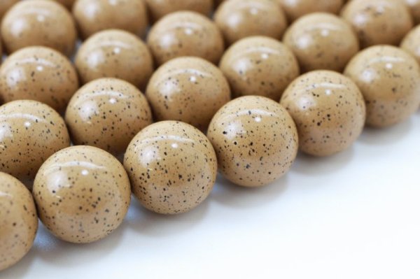 画像3: 連　北投石　(イエローグレー)　茶色　丸　14mm　ラウンド　健康　美容　血行促進　薬石　マイナスイオン　リラックス　品番： 12443 (3)