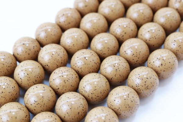 画像2: 連　北投石　(イエローグレー)　茶色　丸　14mm　ラウンド　健康　美容　血行促進　薬石　マイナスイオン　リラックス　品番： 12443 (2)