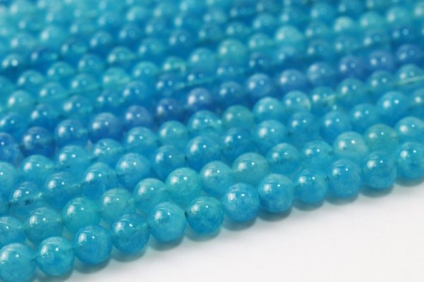 画像3: 連 スポンジクォーツ 丸 6mm ブルー ラウンド 水晶 金運 仕事運 巡り 魔除け パワーストーン  品番:12454 (3)