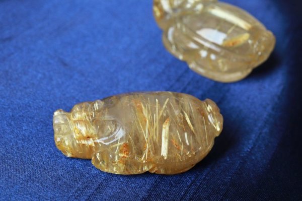 画像4: ロングイ 龍亀 タイチンルチル ルチルクォーツ 置物 彫り物 金運 正財運 風水 品番: 12365 (4)