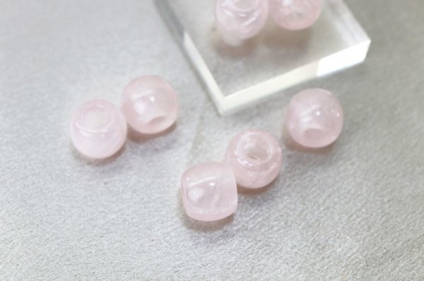画像2: 一粒売り ルールートン ローズクォーツ 約13x11mm 路路通 変形ビーズ パーツ 天然石 品番: 12646 (2)