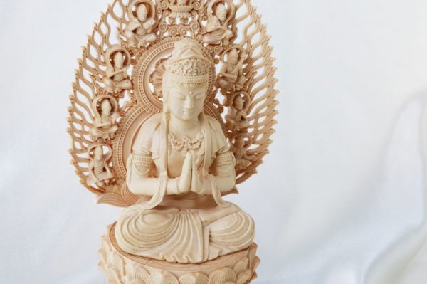 画像5: 置物 木彫り 八尊仏 普賢菩薩(ふげんぼさつ)サマンタバドラ 慈悲 延命 智慧 幸福 守護 ヒノキ 檜 品番:12511 (5)