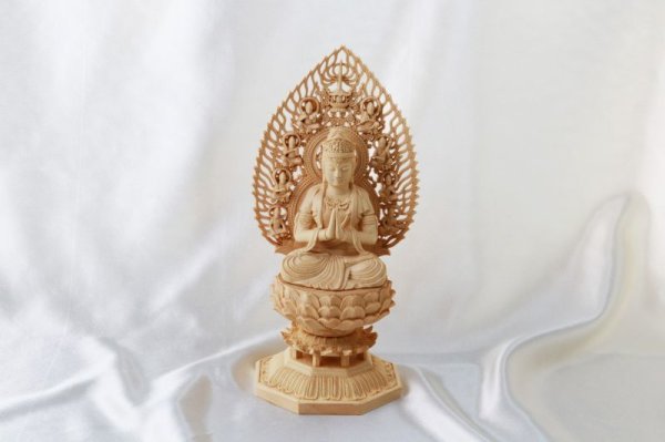 画像6: 置物 木彫り 八尊仏 普賢菩薩(ふげんぼさつ)サマンタバドラ 慈悲 延命 智慧 幸福 守護 ヒノキ 檜 品番:12511 (6)