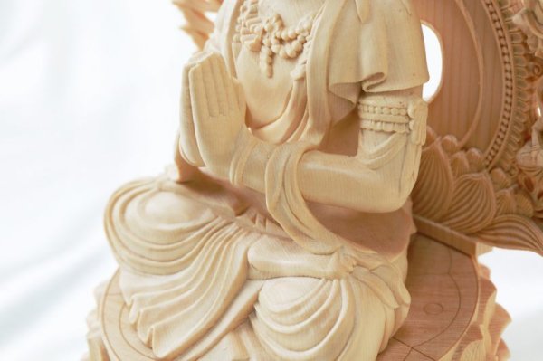 画像3: 置物 木彫り 八尊仏 普賢菩薩(ふげんぼさつ)サマンタバドラ 慈悲 延命 智慧 幸福 守護 ヒノキ 檜 品番:12511 (3)