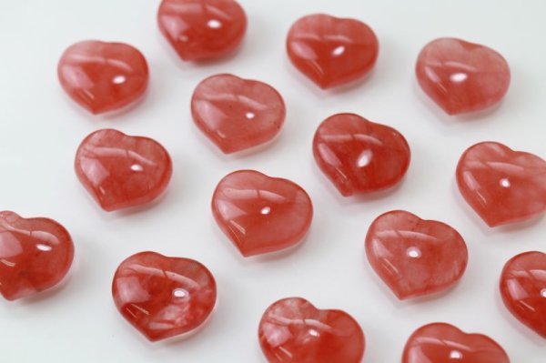 画像3: ハート石 合成チェリークォーツ ハート型 中サイス 溶解水晶 癒し 置物 天然石 品番:7439 (3)