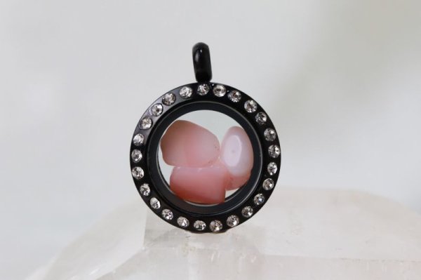 画像3: ペンダントトップ　石有ブラック　ピンクオパール　小　キューピッドストーン　ピンク　パワーストーン　品番：12771 (3)