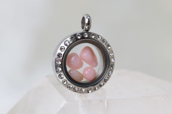 画像2: ペンダントトップ 石有シルバー ピンクオパール 小 キューピッドストーン ピンク パワーストーン 品番:12768 (2)