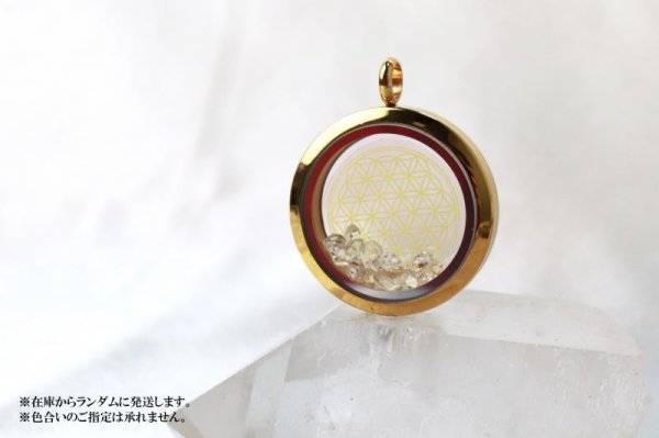 画像3: ペンダントトップ ゴールド ハーキマーダイヤモンド 大 フラワーオブライフ さざれ 品番:12869 (3)